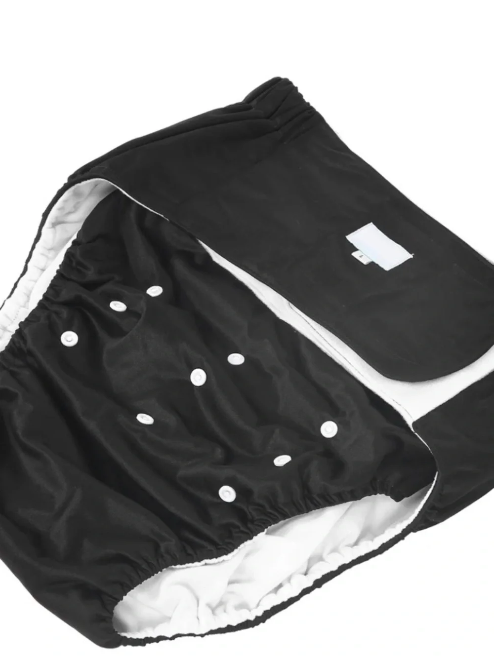 Adjustable washable Black Cloth Diaper Cover with White Snaps for dogs large NWT